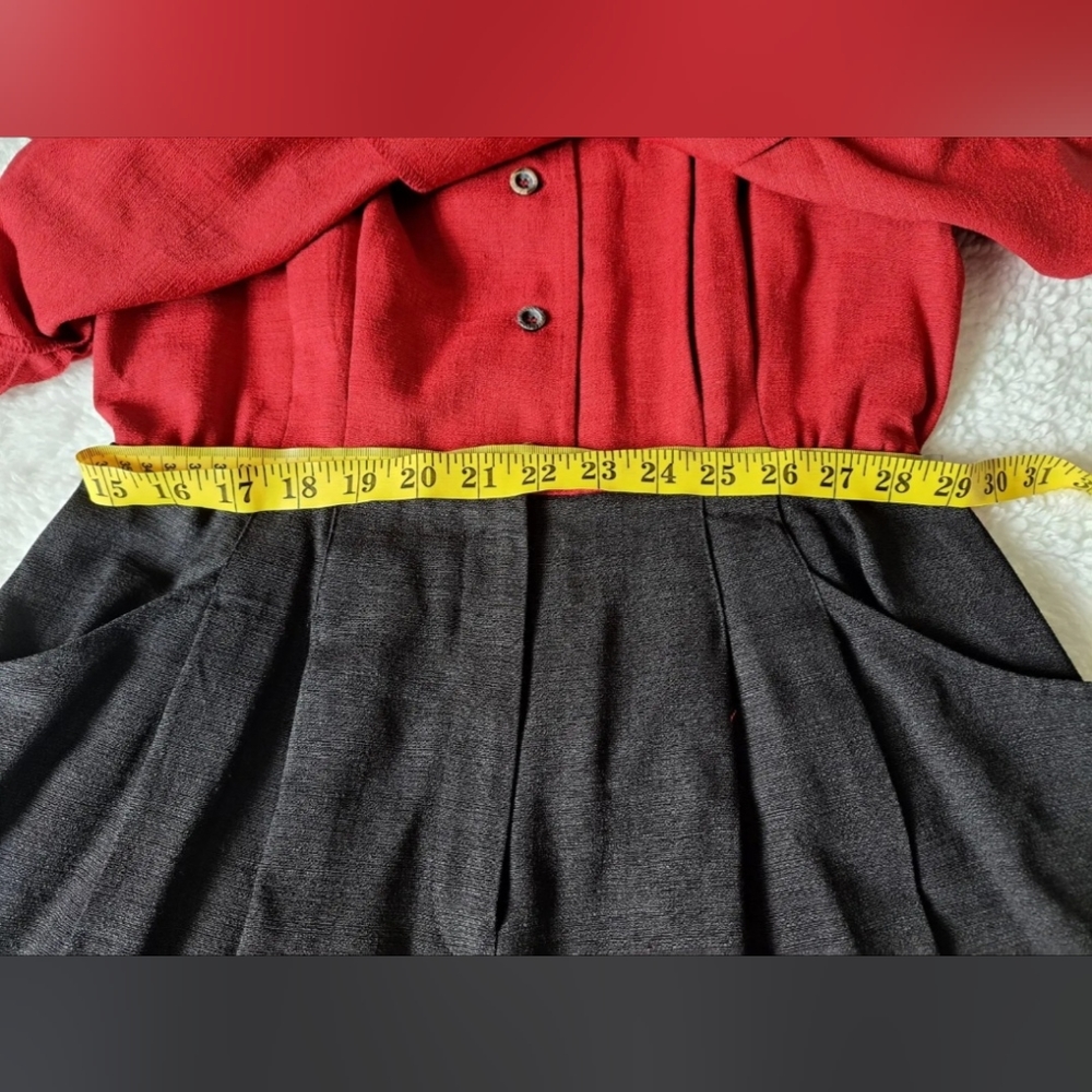 Vintage Sag Harbor Petite Sz 14 Classic Women's Red & Black Shorts Jumpsuit P 14 - Picture 4 of 10